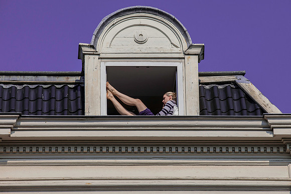 Girl in Window in Amsterdam