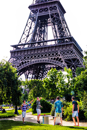 American Beer Pong players at the Eiffel Tower