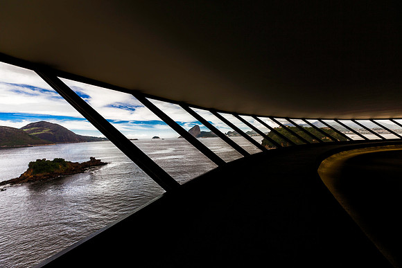 Niteroi Contemporary Art Museum Interior and Sugar Loaf