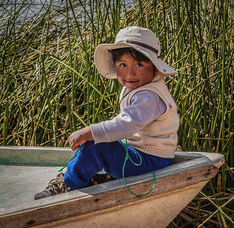 Peru - Uros boy on Lake Titicaca