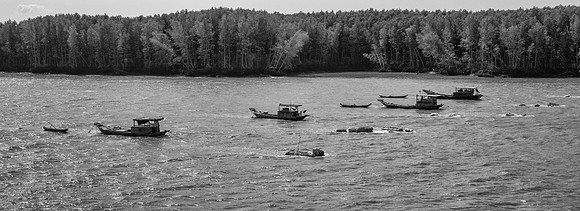 Fishing Boats on Saigon River, Vietnam